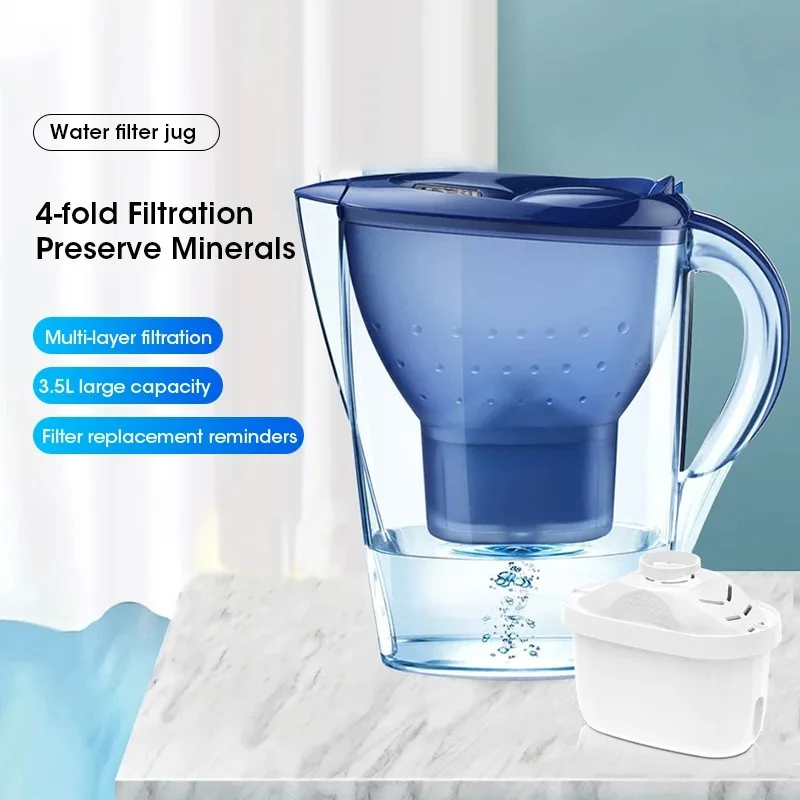 3.5L Capacity Home Activated Carbon Water Filter Pot Water Purifier with Filtration Device for Water Quality Purification