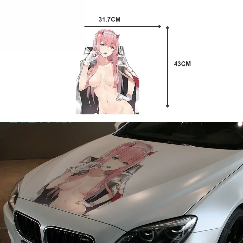 Dawasaru Big Car Stickers for Darling In The Franxx Zero Two Anime Beauty Sexy Decals Vinyl Waterproof Car Wrap 43cm