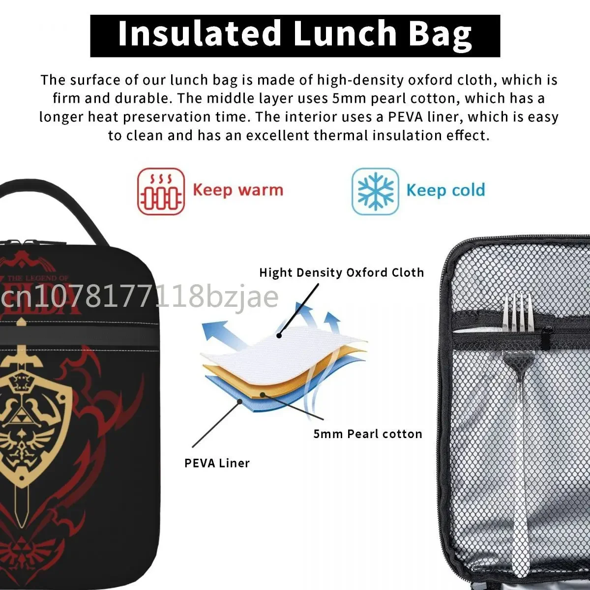 The Legend Of Zeldas Thermal Insulated Lunch Bag Women Hourglass Ocarina Resuable Lunch Container for School Storage Food Box