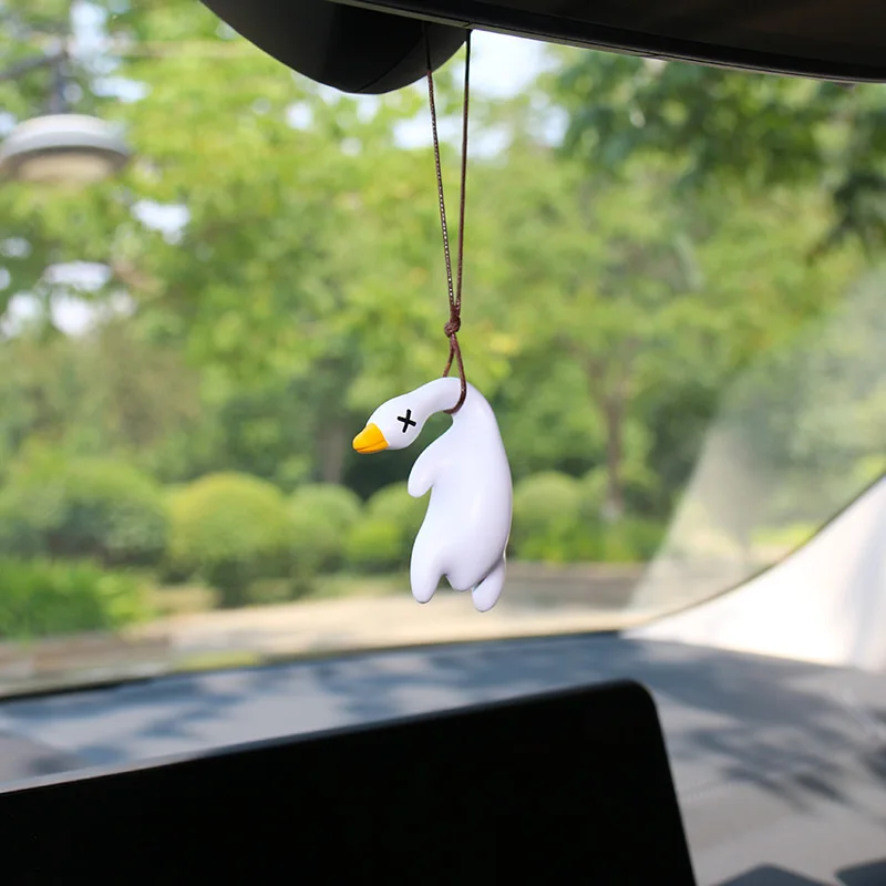 Cute Swing Duck Car Pendant Resin Funny Cartoon Gypsum Roasted Duck Car Rearview Mirror Decoration Pendant