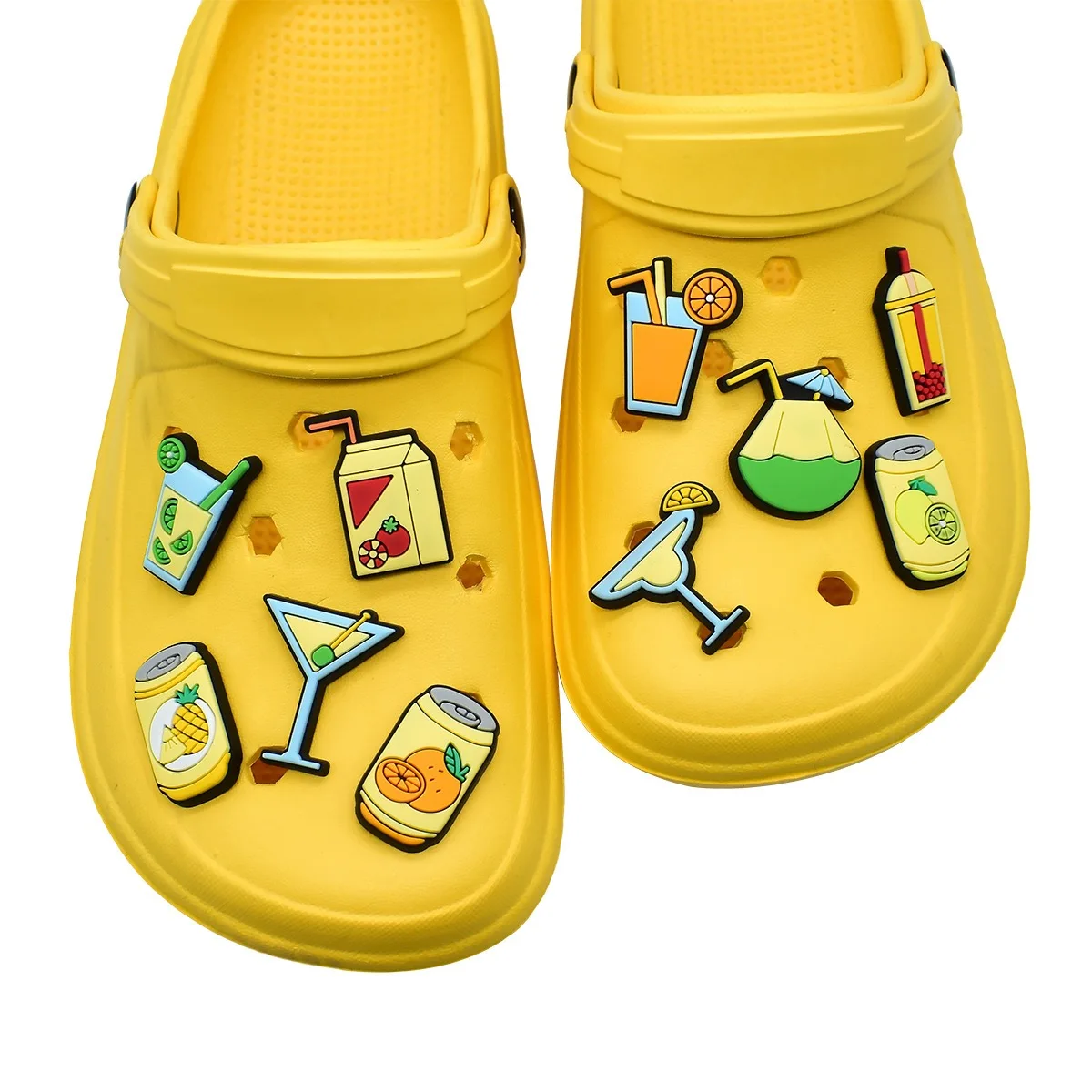 16-25Pcs Food Series Shoe Charms Summer Drinks Slipper Shoes Accessories Decorations Buckle Clog Sandal Shoe Ornament