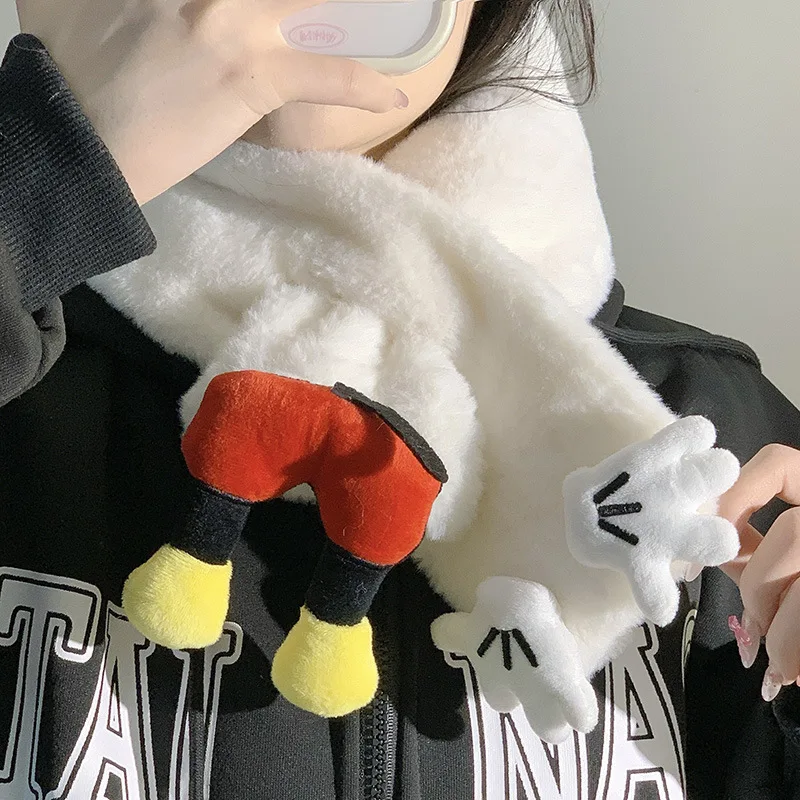 Leuke Minnie Mouse pluche sjaal Winter warm Cartoon Anime sjaal verdikte sjaal gevuld zacht voor kinderen verjaardagscadeau