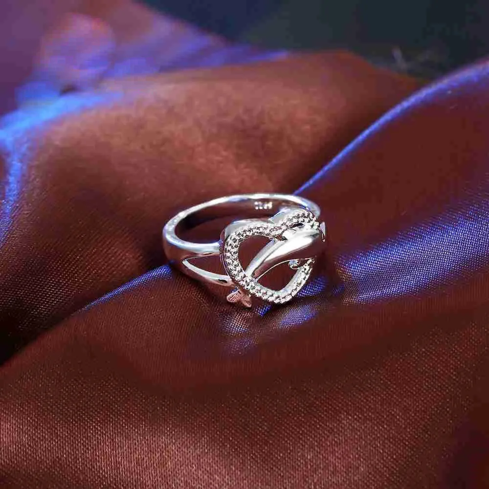 Dolphin Hollow Heart Low Key Exquisite Design Active Female Girl 100% 925 Sterling Silver Color Jewelry Accessories Rings image 5