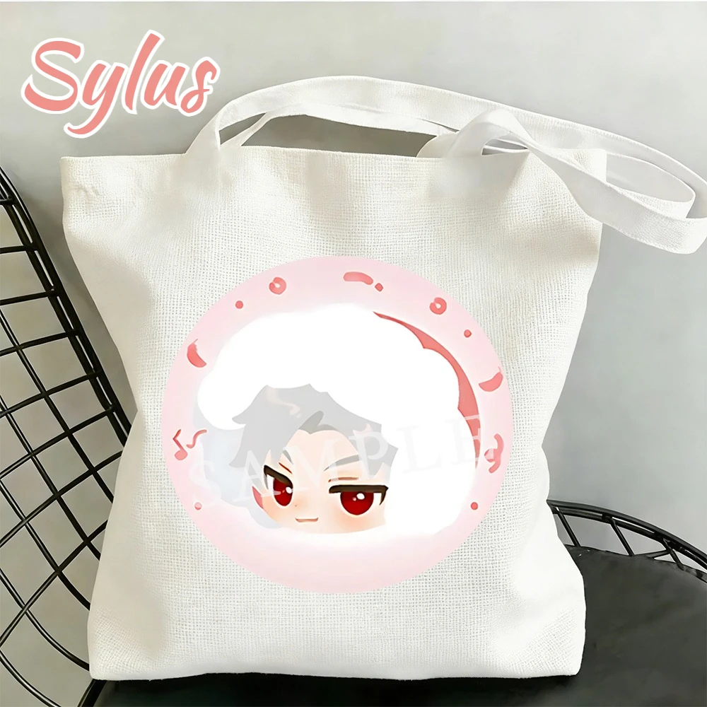 Love and Deepspace Cartoon Runde Leinentasche Sylus Rafayel Zayne Xavier Caleb 35x40CM Anime Cosplay Aufbewahrungstasche Schultertasche Fan-Geschenk