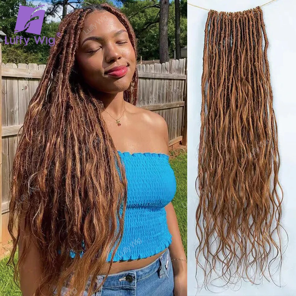 Boho Goddess Locs Crochet Hair With Body Wave Human Hair Knotless Pre Looped Dreadlocks Hair Extensions Faux Hair For Braiding