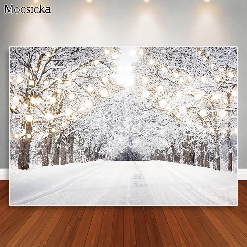 Christmas Backdrop Xmas New Year Winter Forest Photography Background for Kids Newborn Pine Snowy Photo Props Studio Booth