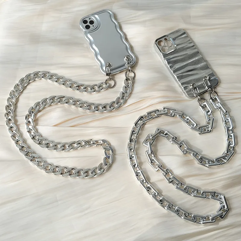 

New Phone Accessory Cellphone Parts Chain Anti Lost Universal Silver Shoulder Neck Crossbody Cell Phone Strap Case Holder Chains