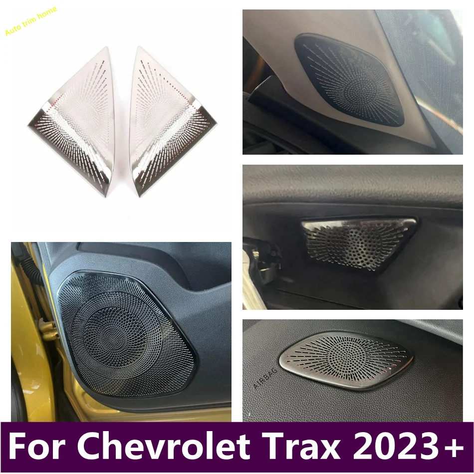 Stainless Steel Inner Door Audio Speaker A-pillar Tweeter Horn Trumpet Cover Trim For Chevrolet Trax 2023 2024 2025 Accessories