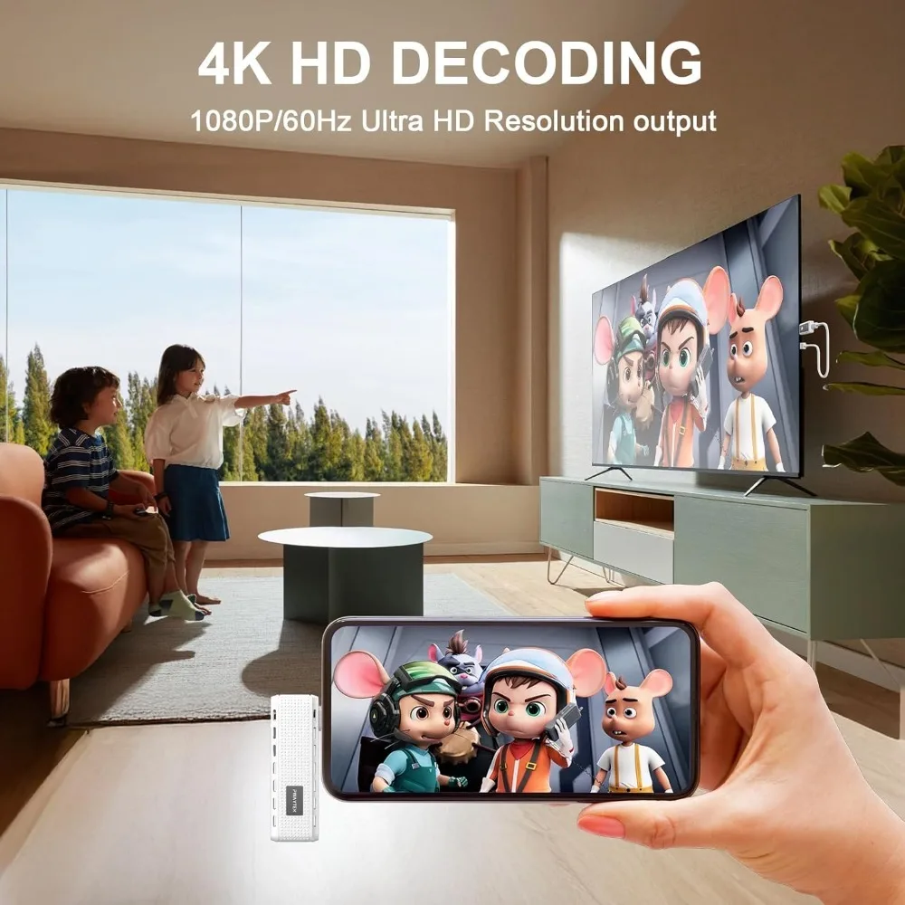 50M Portable 1080P Decode HDMI Kit 5G+2.4G 1080P@60Hz Dual-Band Wireless Screen Mirroring for Laptop & TV Plug & Play view 6