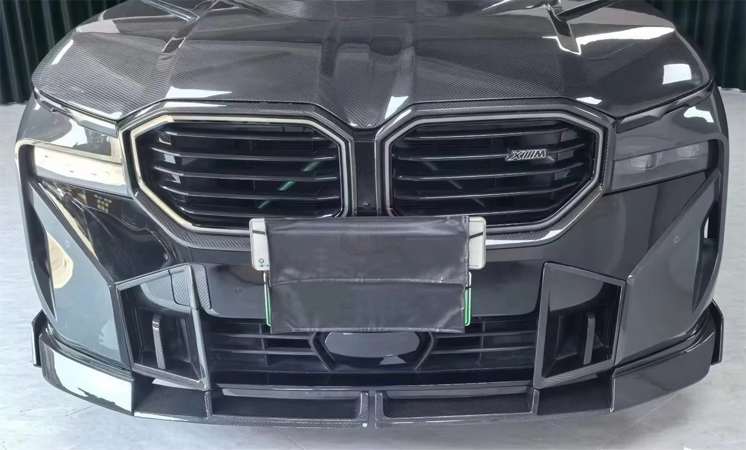 Upgrade LD Style Dry Carbon Fiber Front Bumper Grille Decoration for BMW XM G09 Dry Carbon Fiber Grille Trim
