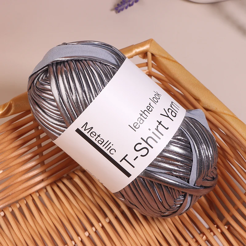 

40 м/рулон из искусственной кожи, блестящая пряжа для вязания крючком, ткань для ручной вязки своими руками, сумка, одеяло, подушка