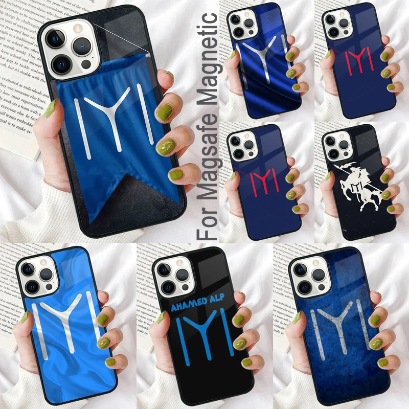 

Магнитный мягкий чехол для телефона Dirilis Ertugrul Kayi с флагом для iPhone 16 Promax 15 Pro 13 14 Plus 11 12 Mini MagSafe Coque