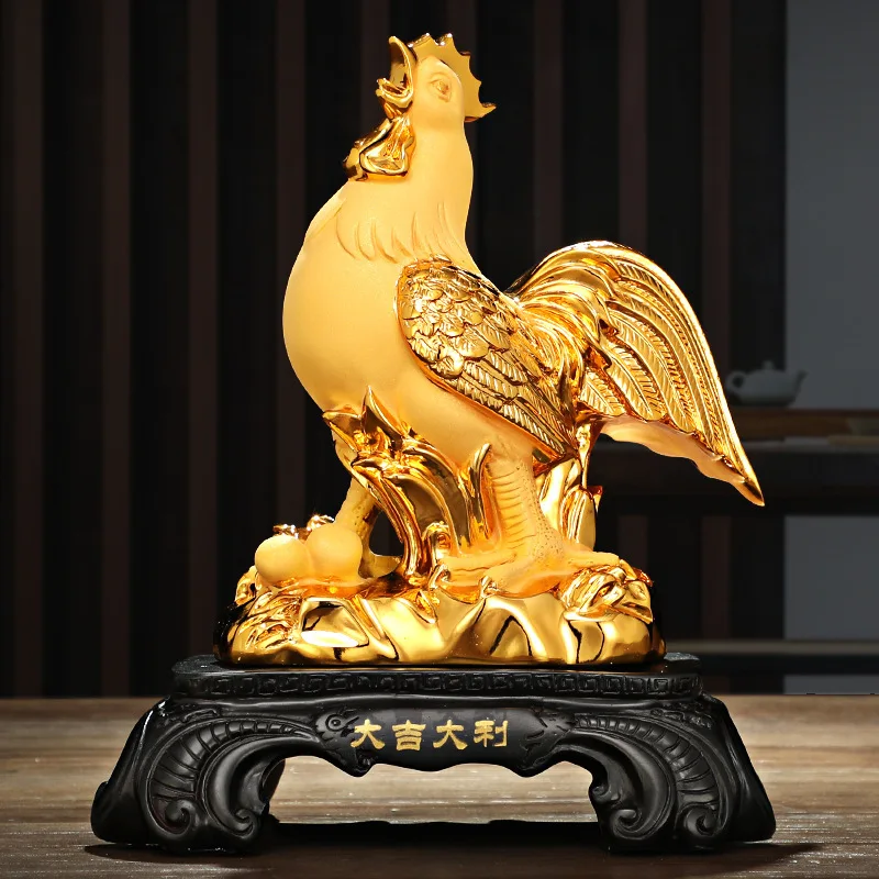 

Golden Chicken Ornaments Twelve Zodiac Rooster Living Room Wine Cabinet Entrance Decoration Office Housewarming Opening Gift