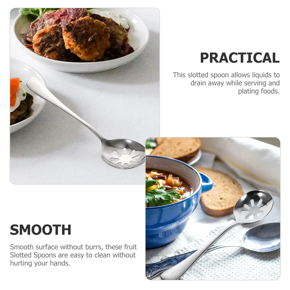 

Slotted Spoon Stainless Steel Thickened Handle Non-Slip Kitchen Utensil Perforated Cooking Spoon for Serving Salad Pasta Soup