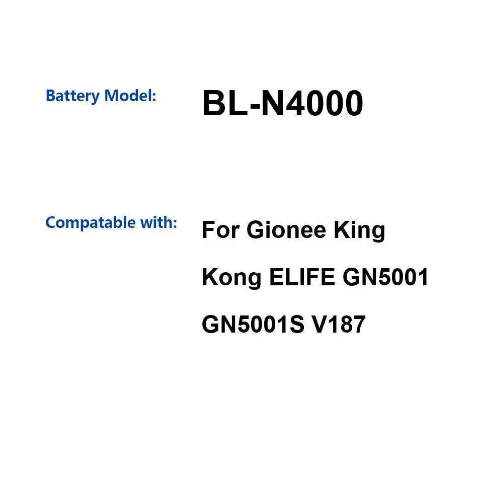 

Аккумулятор мобильного телефона BL-N4000 Safe 4000 мАч для Gionee King Kong Elife GN5001 GN5001S V187