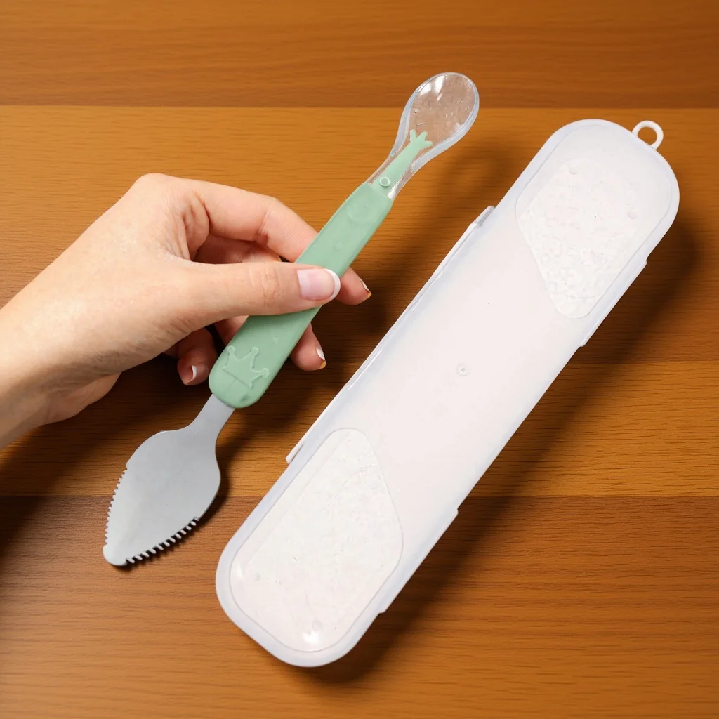 

Baby Fruit Spoon Infant Feeding Durable Scraping Spatula Mud Serrated Tool For Baby Food Puree Citrus Dessert Spoon