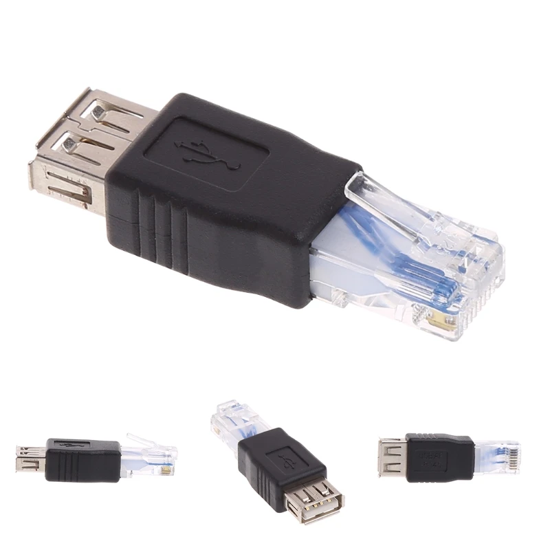 اكتب USB2.0 أنثى إلى إيثرنت RJ45 ذكر محول القابس موصل دروبشيب