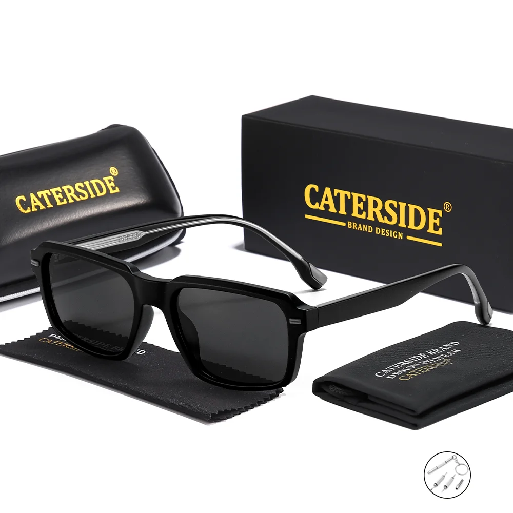 

CATERSIDE новые мужские оптические солнцезащитные очки на заказ с квадратными линзами, поляризационные очки по рецепту, ретро-модные спортивные очки UV400