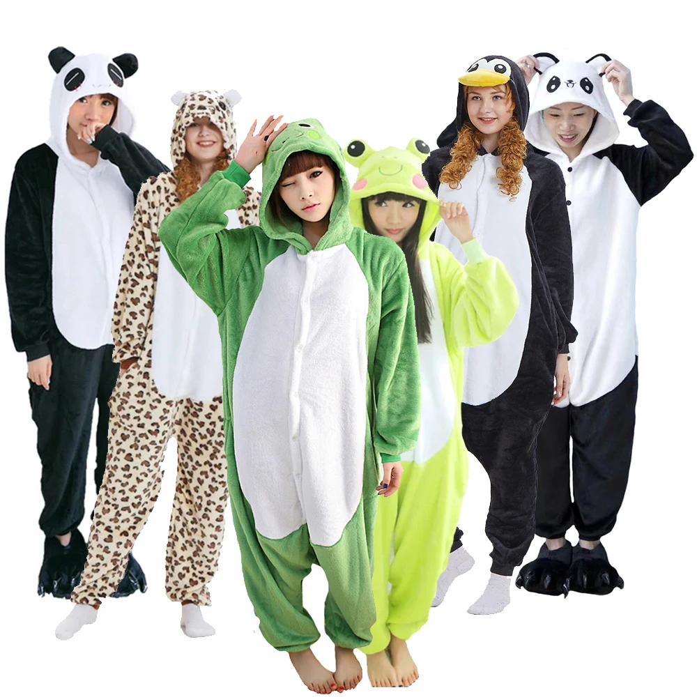 Unisex Erwachsenen Stram pler Pyjama Bär Katze Tier ein Stück Kostüm Halloween Weihnachten Cosplay Nachtwäsche Cartoon Frosch Panda Overalls