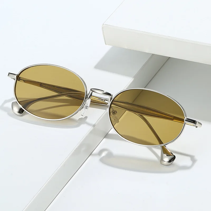 

Retro Small Oval Metal Frame Women Sunglasses UV400 Men Punk Driving Sun Glasses Summer Traveling Sunshades Hiking Eyewear