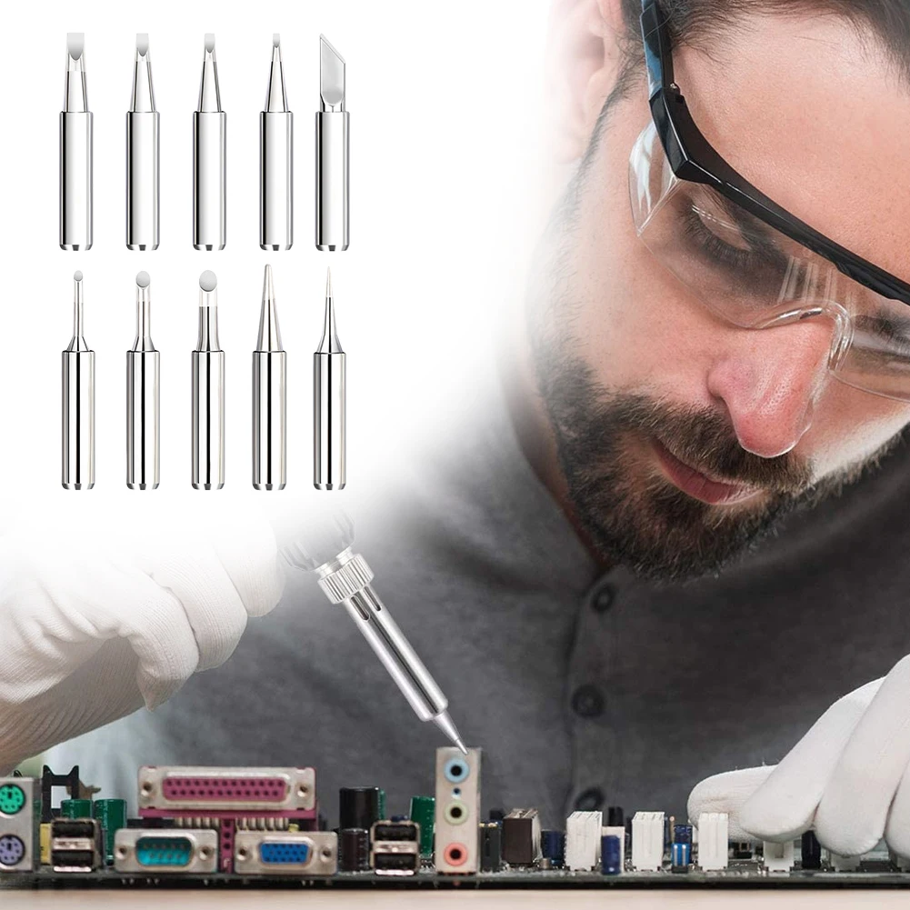 

11 Pcs Replaceable Soldering Tip with Welding Sleeve 900M Lead-Free Welding Tips Head Soldering Iron Head for Soldering Station