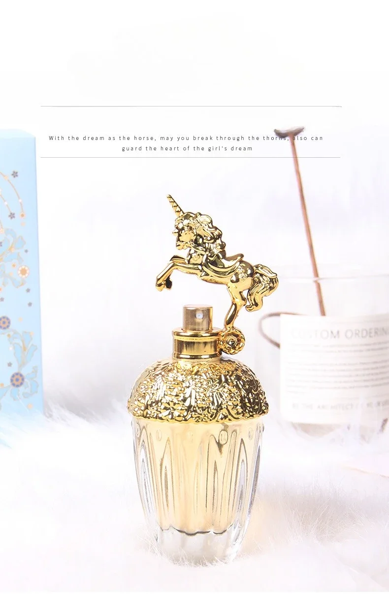 

Unicorn Dreaming Fairy tale Perfume Lady's Fragrant Gold-gilded Quicksand Packaging Long-lasting Fragrant Animal Head Perfume