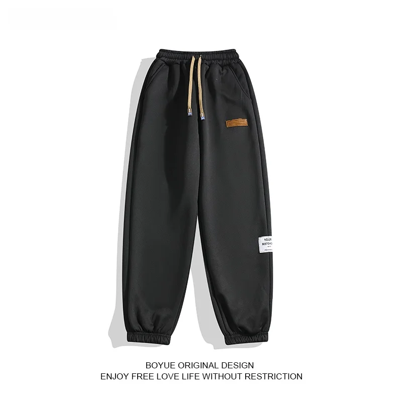 

Мужские спортивные брюки Boyue из овечьей шерсти, осенне-зимние, в японском стиле, теплые, с манжетами, повседневные