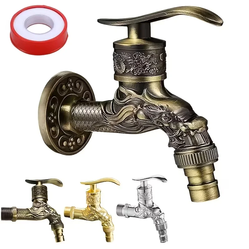 European Vintage Wall-Mounted Faucet, Outdoor Courtyard Faucet, Easy to Install, Suitable for Kitchen Sinks, Washing Machines,