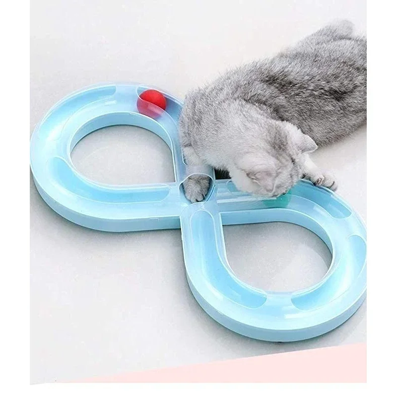 Cat Interactive Toy Roller Circuit Toy Tunnel Design Rotating Running Balls 8 Shaped Pet Kitten Track Turntable Figure Pet Toys