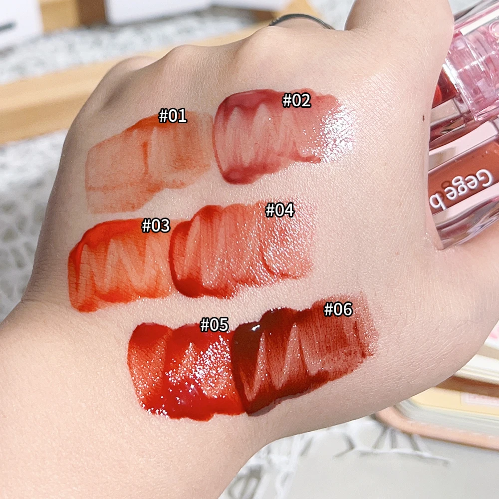 Chá vermelho e rosa impermeável hidratante líquido batom, espelho tingimento Lip Gloss, longa duração lip matiz, coreano maquiagem cosméticos, 1pc