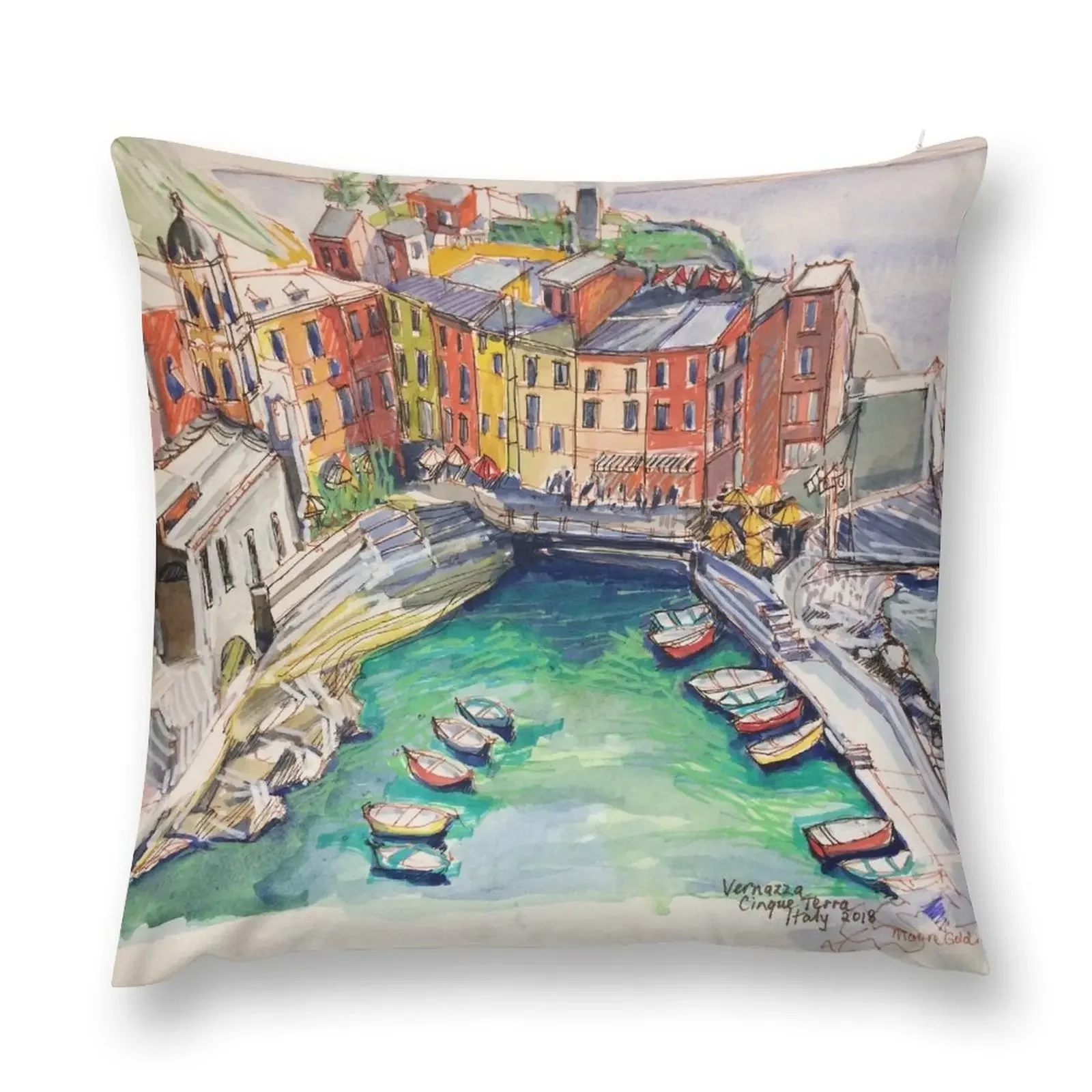 

‘Vernazza. Cinque Terre Italy’ p&w Throw Pillow Luxury Living Room Decorative Cushions Sofas Covers Sitting Cushion pillow