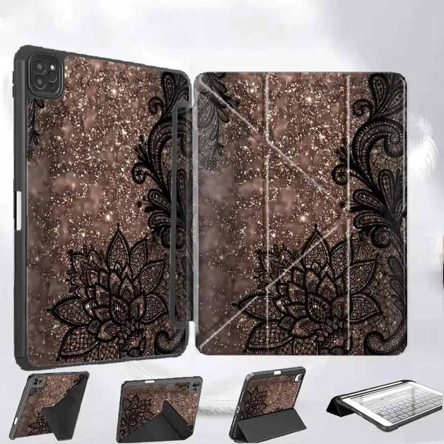 

Holder Cover Tablet Case For iPad Pro 11th 10th 9th 8th 7th 12.9inch Mini 6 7 Air 4 5 M3 M2 M4 11inch Pro 2025 Lace Floral