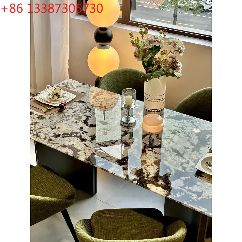 

Импортный роскошный обеденный стол из мрамора Snow Mountain Flying Fox, прямоугольный, итальянский, в минималистичном стиле.