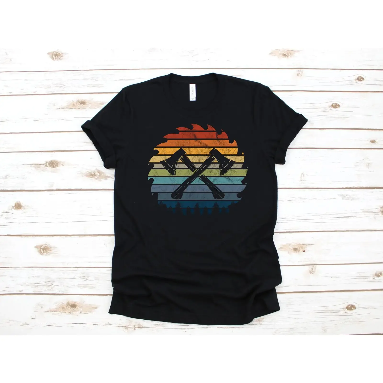 Retro Axe T Shirt Lumberjack Throwing Ax Thrower Long Sleeve Apparel vintage Washed Unisex homme Slightly Stretched