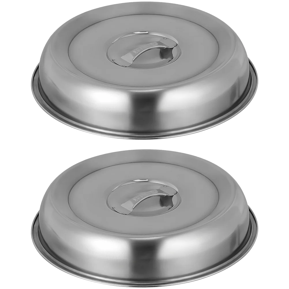 

2 Pcs Plate Cover Vegetable Camping Cookware Steel Dinner Stainless Steak Plates Food