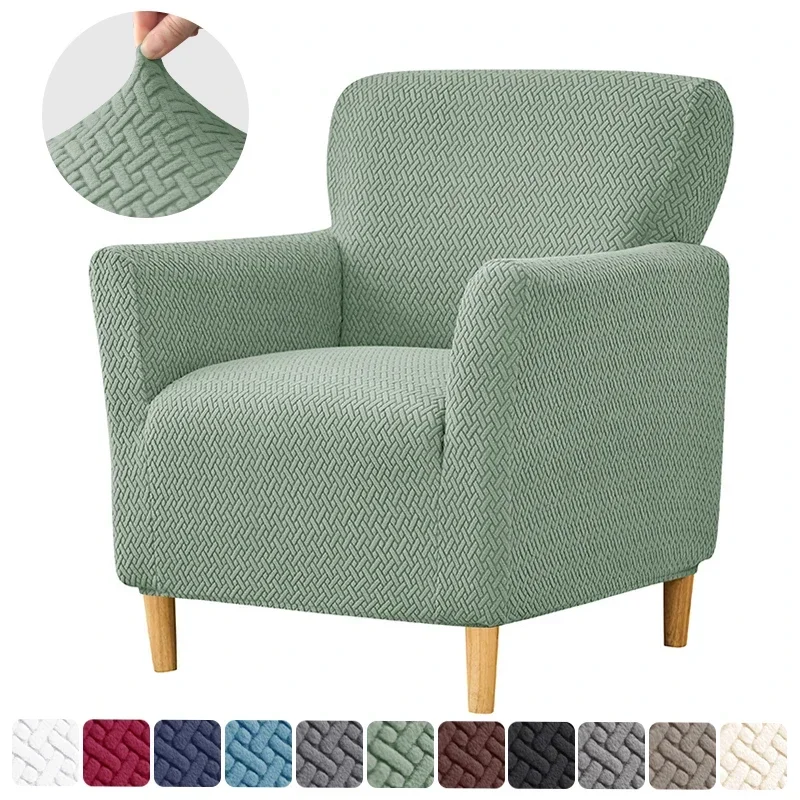 

Stretch Club Chair Cover Jacquard Armchair Chairs Covers Elastic Single Seater Clubs Sofa Covers for Bar Counter Hotel Wedding