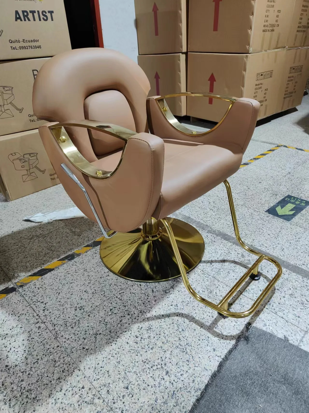 Brown&Gold Recline hydraulic Chair Hair Salon Styling Chair Purpose