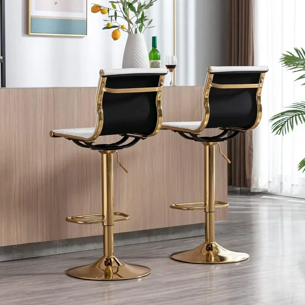 Adjustable Barstools Bar Height Faux Leather Counter Height Bar Stool Chair with Back for Kitchen Island（4 Pack)）