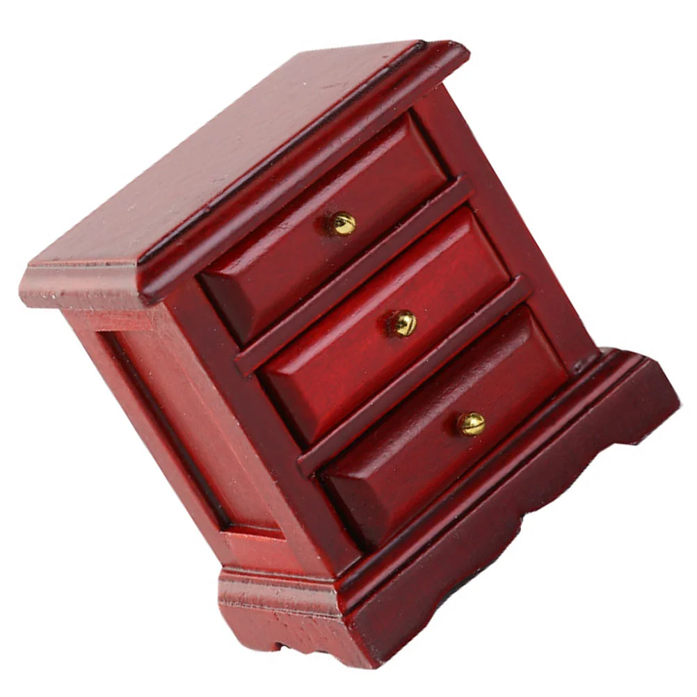 Dollhouse Chest of Drawers Model Decoration Miniature Bedside Table Cabinet Furniture Wooden