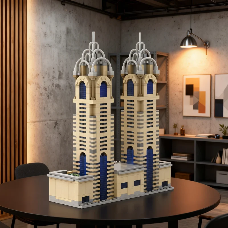 

3610 деталей MOC: Архитектурная модель бизнес-центра и небоскребов, конструктор, креативный подарок, DIY-декор для витрин, премиум-класс для взрослых