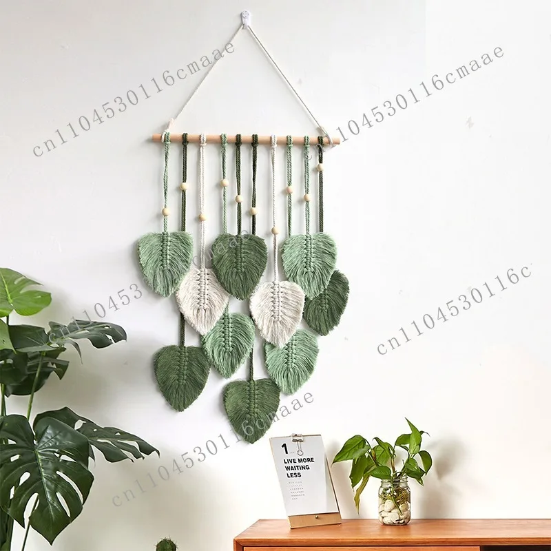 

NEW Hand Woven Cotton Rope Tapestry Creative Leaf Pendant Home Wall Decoration Room Wall Hanging