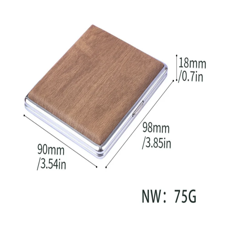 20-Pack Men’s Portable Leather Cigarette Box, Creative Personalized Imitation Wood Grain Case for Coarse Smoking Accessories view 6