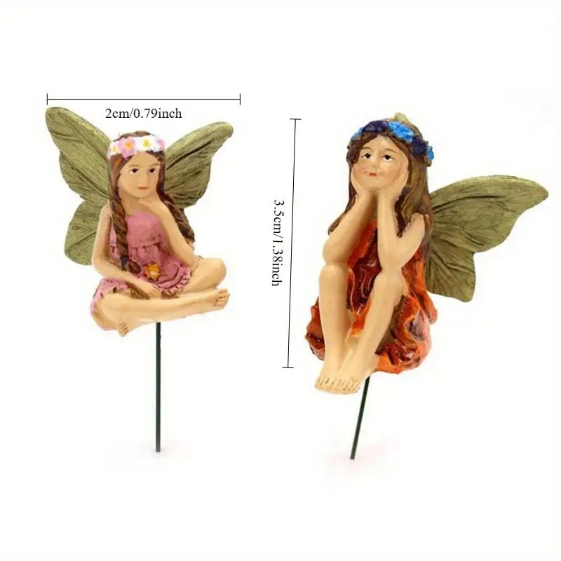 6Pcs Set Flower Fairy Decoration Garden Micro Landscape Ornament Plug in Flower Fairy
