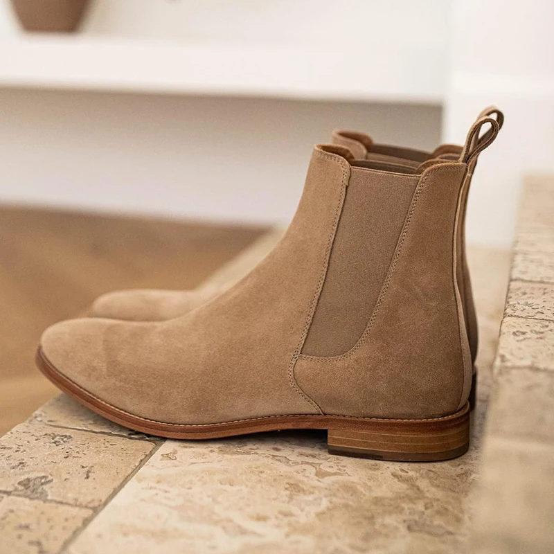 Fashionable Men Chelsea Boots PU Korean Version Versatile Suede European and American Short Boots Size 38-46 Men Boots