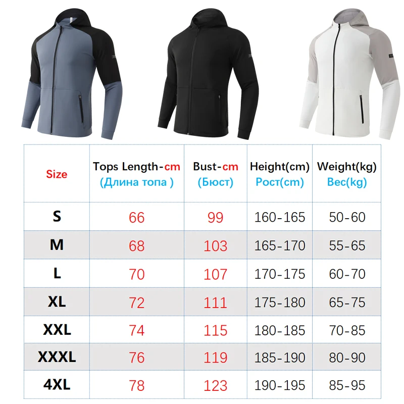 Men Gym Jacket Patchwork Running Training Jogger Zipper Pockets Long Sleeve Hooded Outdoor Breathable Sport Hiking Climbing Coat