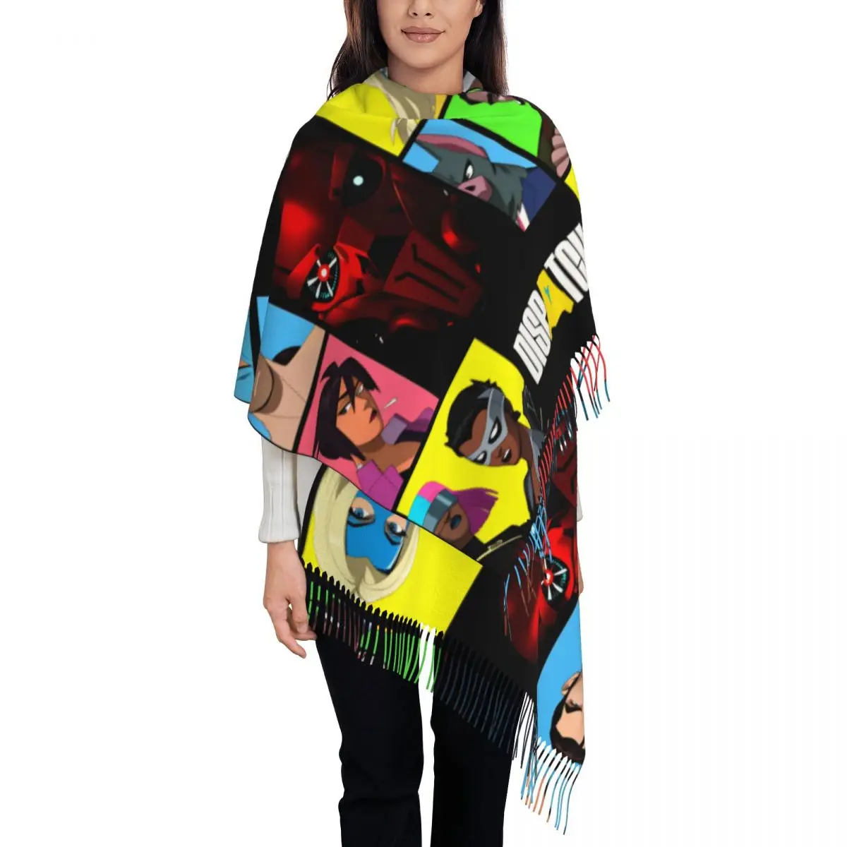 

Женский шарф с кисточками, большая зимне-осенняя шаль и накидка, супергеройская игра, повседневная одежда, кашемировый шарф