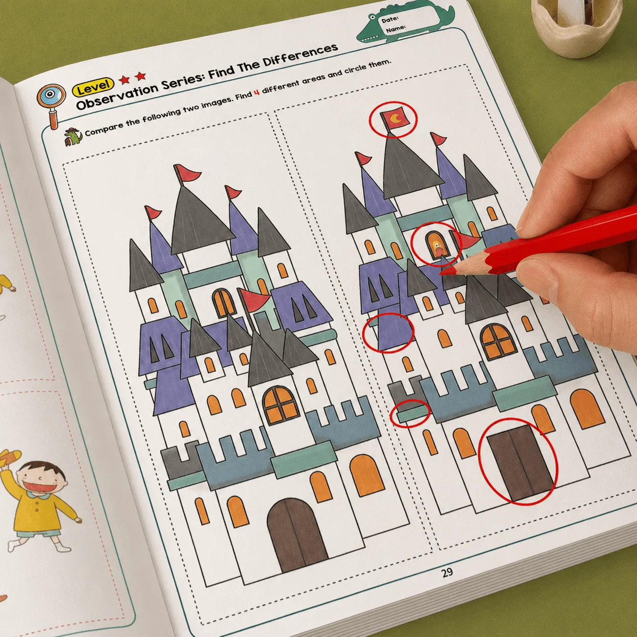 Find The Differences Puzzle Book 32 Pages Kids Observation Training Game Spot The Difference Concentration Activity Book