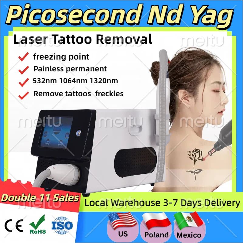 Q Switch Tattoo Machine Picoseconde Laser Machine Remover 532/755/1064/1320nm Remove Tattoo Wrinkles Freckles Whiten The Skin