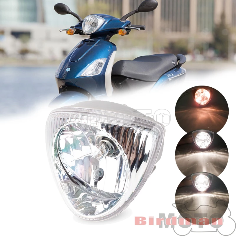 Scooter Clear LED Headlight HI/LO Beam Driving Head Light Lamp E6 Emark For Piaggio Fly 50 100 125 2T 4T Euro 3 Liberty 50 125