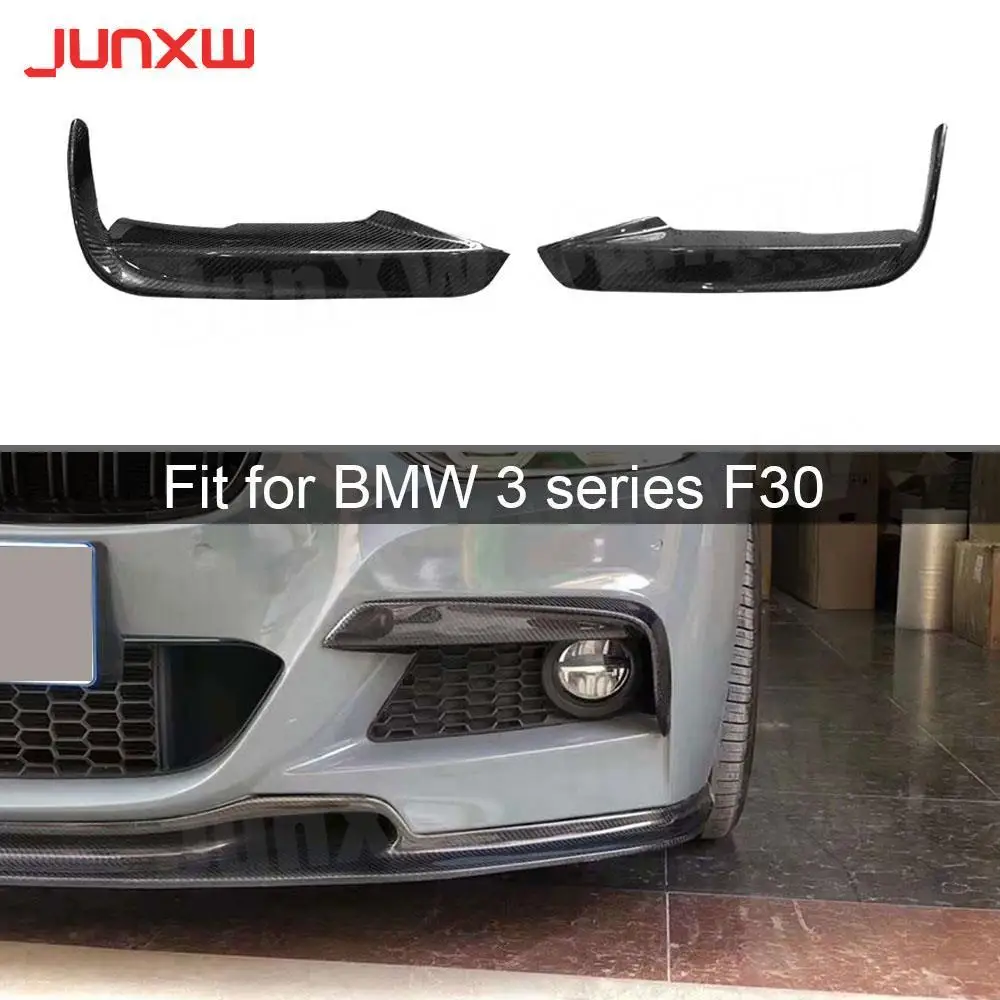 

2Pcs/Set Carbon Fiber Front Bumper Fog Light Eyelids Canards Fins Cover Trim for BMW 3 Series F30 M Sport 2012-2018 FRP